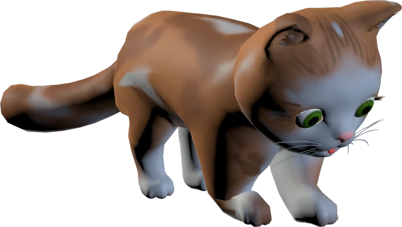 Cartoon Cat crouching to bat at a toy