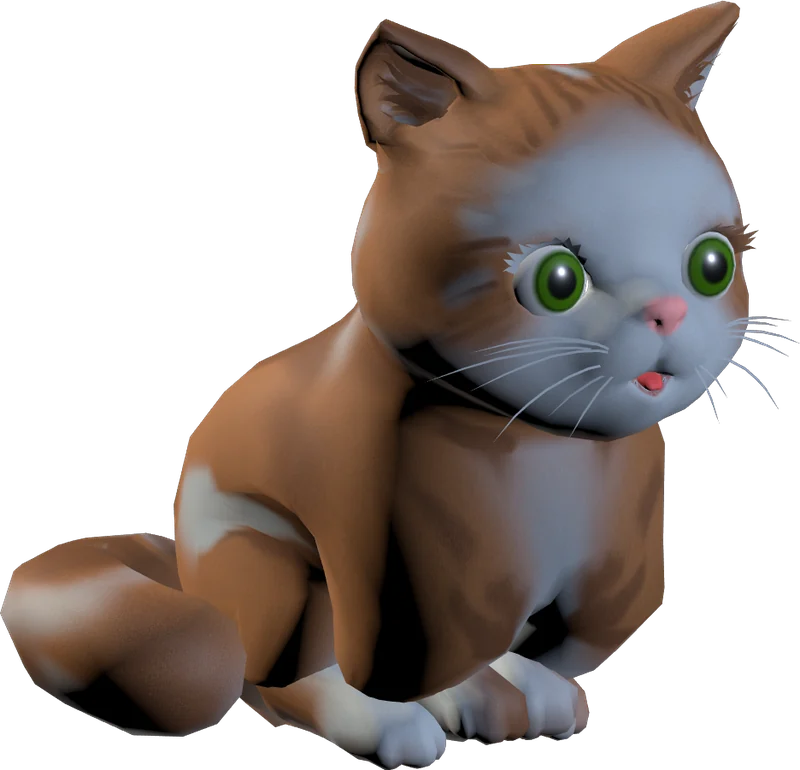Cartoon Cat sitting with big green eyes