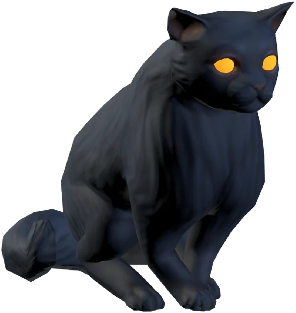 Spooky Cat sitting with glowing amber eyes