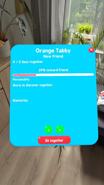 The Bond Journey panel showing stage, days together and memories